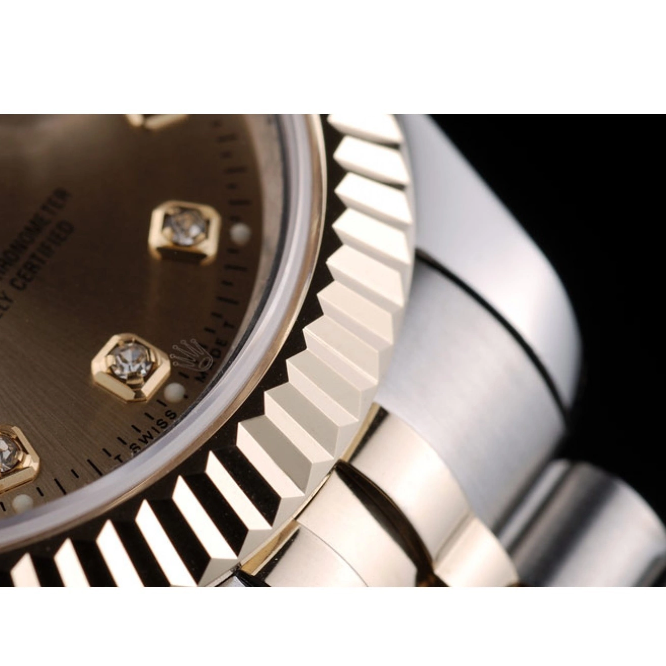 Aaa replica watch Rolex Dial Ribbed Steel 41978 Bezel Goldish Stainless Gold DateJust 0728